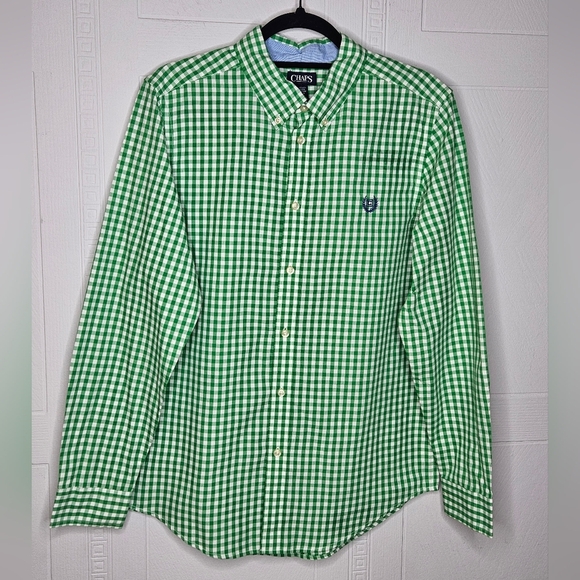 Chaps Other - CHAPS Boys Green Checked GINGHAM Long Sleeve Button Up Shirt Sz XL (18-20)